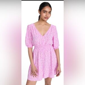 BB Dakota Steve Madden size XS Your Always Dress lavender floral puff sleeve